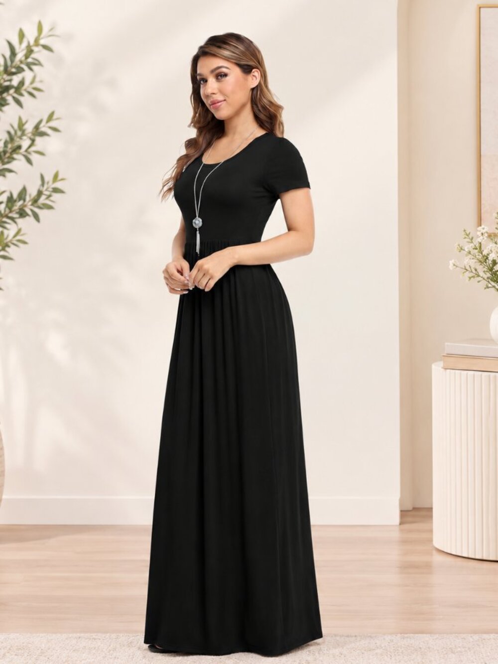 VIISHOW Women's Short Sleeve Maxi Dress Casual Long Dress with Pockets